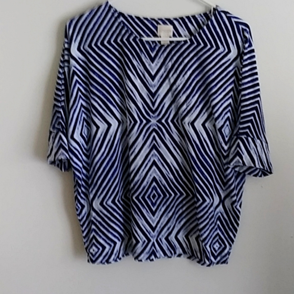 Chico's Woman's top blue & white XL
